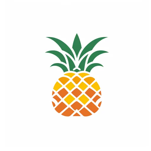 将pineapple logo vector放在黑色背景上，以数字增强、有趣的色彩搭配、个人图标、鹅朋狗友、创新页面设计、美国图标和低分辨率的风格呈现