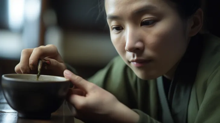 亚洲女性喝茶，以古典肖像画风格呈现，黑暗学院风格，32K超高清，李钟根，比尔·盖卡斯，作家学院风格，darktable处理